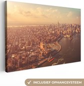 Canvas Schilderij New York - Skyline - Goud - 60x40 cm - Wanddecoratie
