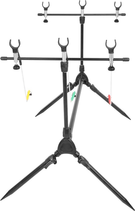 Rodpod - Rodpod set - Verstelbaar - Inclusief beetmelders, hangers, steuntjes - Swingers - Hengel steun - Karper vissen - Hengelsport - Zwart — afbeelding 5