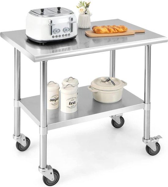 Roestvrijstalen werktafel / roestvrijstalen tafel Easy met voet 180 x