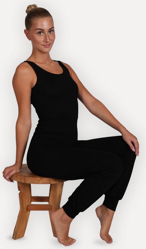 Meleager Dames sport jumpsuit strakke yoga zwarte overall korte