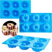 Set van 3 siliconen muffinvormen, mini-donuts-bakvorm met 6 holtes, magnetron-antiaanbakvormen voor bagels, cakes, muffins en koekjes (blauw)