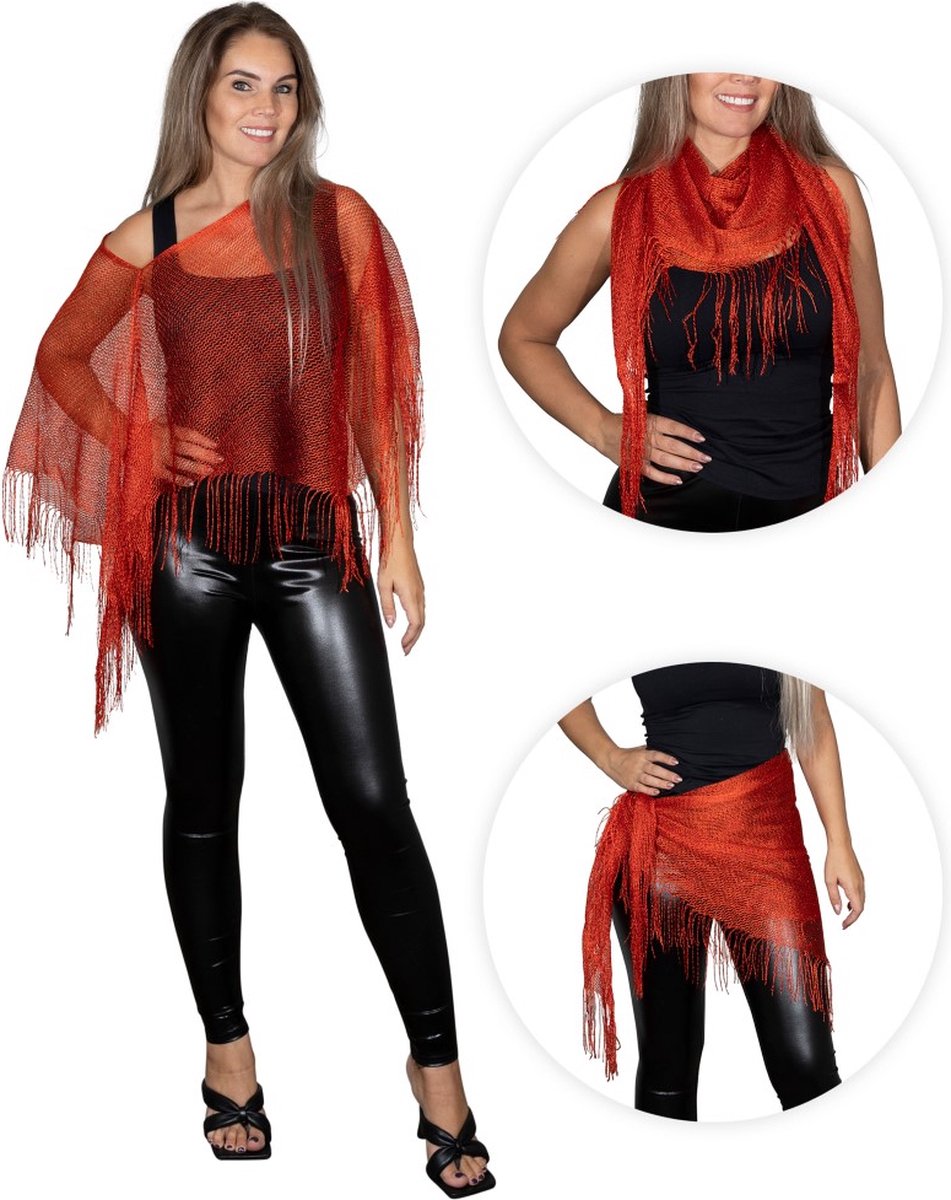 Glitter - sexy beach jurkje - festival poncho - strand topje - pareo - rood