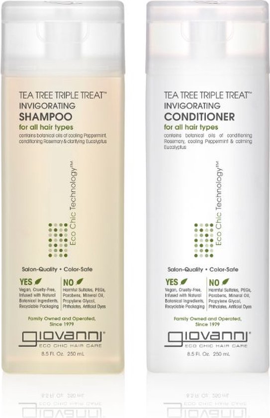 Giovanni Cosmetics - Set de soins capillaires à l'arbre à thé - Shampooing et après-shampooing - 250 ml