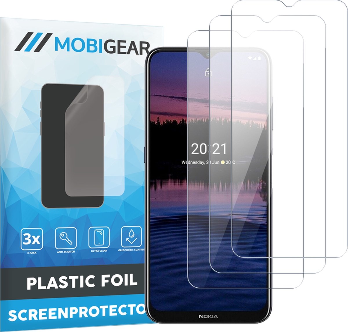 Mobigear Screenprotector geschikt voor Nokia G20 | Mobigear Screenprotector Folie - Case Friendly (3-Pack)