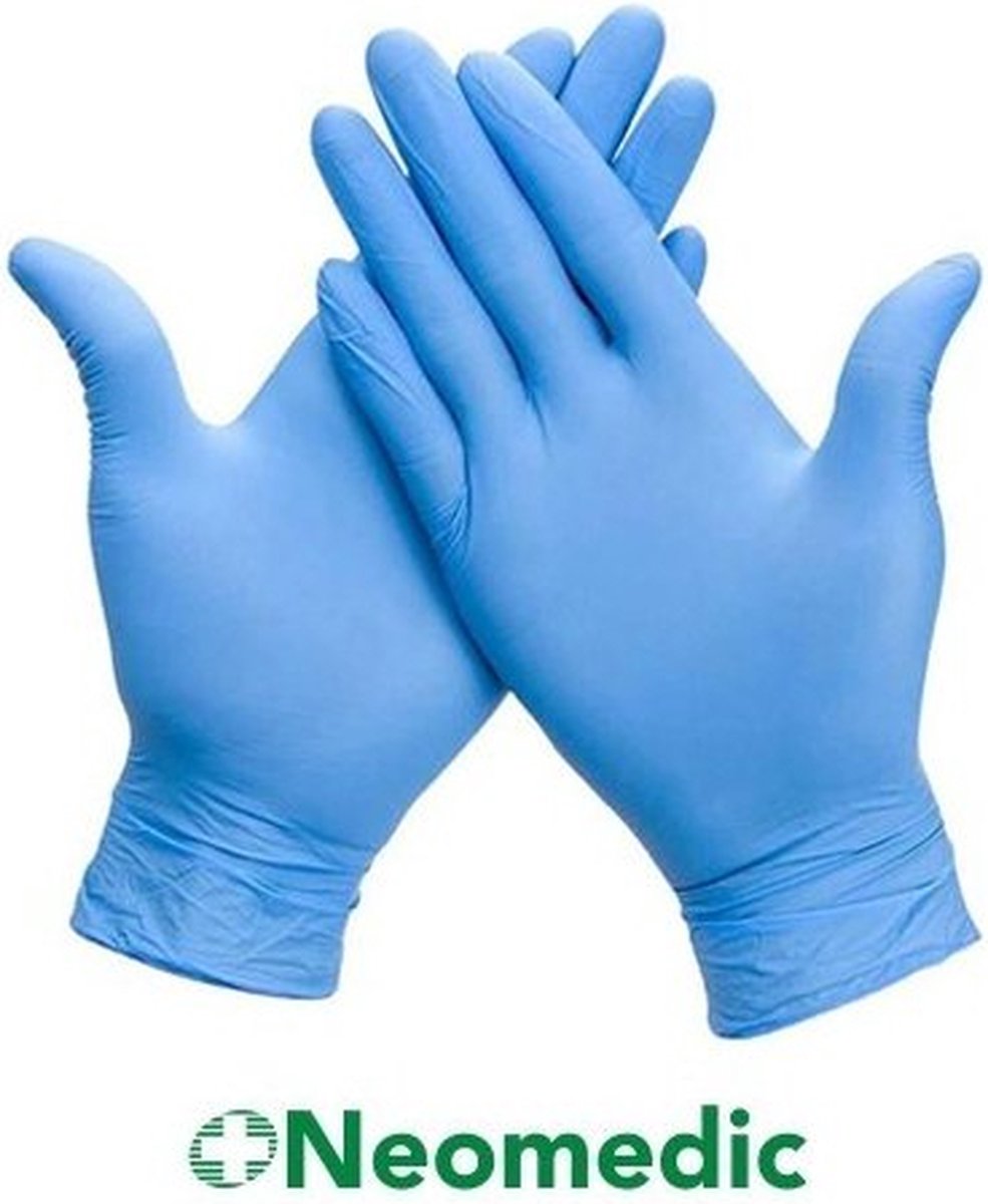 Goedkoopste 100x Nitril wegwerphandschoenen maat Medium - blauw - weg werp handschoen