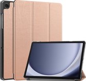 Hoes Geschikt voor Samsung Galaxy Tab A9 Plus Hoes Book Case Hoesje Trifold Cover - Hoesje Geschikt voor Samsung Tab A9 Plus Hoesje Bookcase - Rosé goud