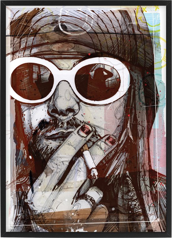 Kurt Cobain print 30,6x43 cm (A3) *ingelijst & gesigneerd