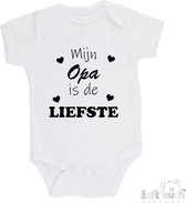 100% katoenen Romper "Mijn Opa is de liefste" Unisex Katoen Wit/zwart 56/62