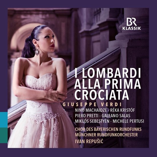 CD-hoes met een vrouw in een off-shoulder jurk, tekst 'I Lombardi Alla Prima Crociata' en BR Klassik logo.