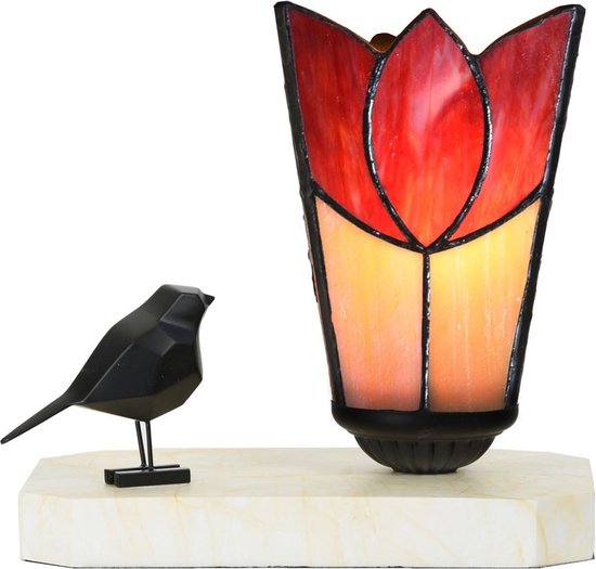 Art Deco Trade - Tiffany tafellamp / sculptuur Ballade van een Vogel Fleur de Vanneau 
