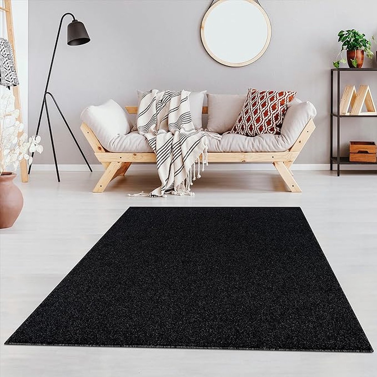 Paco Home Vloerkleed Woonkamer Laagpolig Eenkleurig Zacht Wasbaar In Wasmachine, Maat:240x330 cm, Kleur:Antraciet