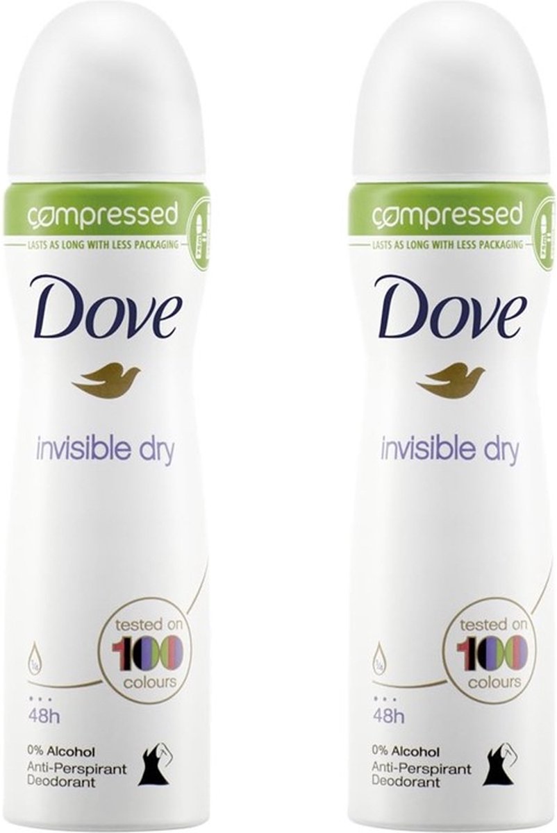 Goedkoopste Dove Deo Spray Compressed - Invisible Dry - 2 x 75 ml