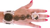 KIMU Bracelet Dentelle Avec Ring Et Bloem - Bracelet Bijoux Bracelet Victorien Steampunk Engrenages Ajustables Sexy 2
