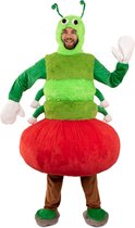 KIMU Mascotte Kostuum Rups Appel Groen Rood - Pak Pluche Heren Dames Man Vrouw - Verkleedpak Larve Vlinder Dierenpak Insecten Outfit Festival