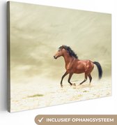 Canvas Schilderij Paard - Stof - Zand - 120x90 cm - Wanddecoratie