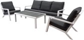Malaga stoel-bank loungeset 4-delig wit aluminium