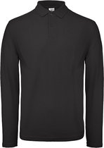 Men's Long Sleeve Polo 'ID.001' Zwart B&C Collectie maat 3XL
