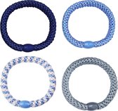Hidzo Haarelastiekjes - Elastiek & Armband - Set blauw/ wit/ grijs