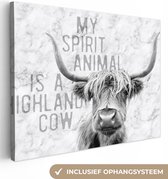 Canvas Schilderij Marmer - Quote - Schotse hooglander - 80x60 cm - Wanddecoratie