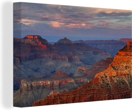 Mather Point zonsondergang Grand Canyon Canvas 120x80 cm - Foto print op Canvas schilderij (Wanddecoratie)