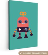 Peinture sur toile enfants - Décoration murale chambres d'enfants - Robot - Jouets - Vert - 20x30 cm - Toile enfants - Décoration murale