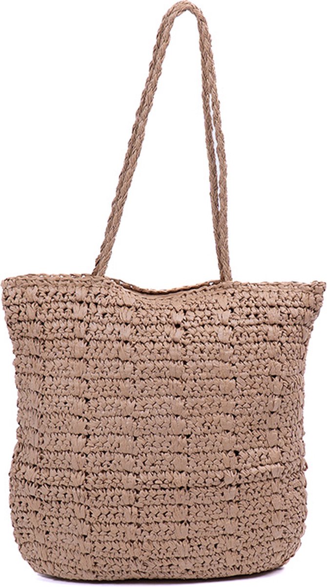 Monnq - strandtas met rits - rieten tas - strandtas riet - Marpa Wheat