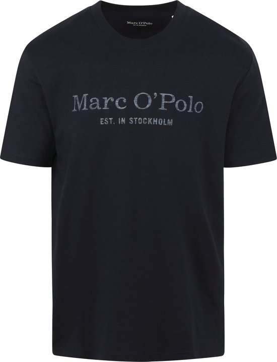 Marc O'Polo - T-Shirt Logo Donkerblauw - Heren - Maat M - Regular-fit