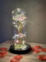 Eeuwige Roos - Galaxy roos in glazen stolp met LED - Kerstcadeau - Valentijnscadeau - Moederdag cadeau - Huwelijkscadeau