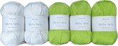 Bollen Bundel - 70% bamboe 30% katoen haakgaren - 5 bollen pakket - 5 x 50gram - Baby Green (012) - Baby Bamboo - Micha Yarns