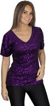 Top à sequins - chemise - Violet - Taille L/XL - Taille 44 - Disco
