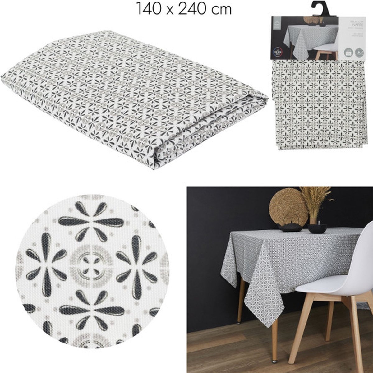 Tafellaken/tafelkleed grijstinten - 140*240cm