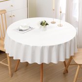 Tafelkleed rond 140cm Wit - Met linnenlook tafellinnen, elegant uitstraling - waterafstotend, waterdicht, duurzaam en zachte stof, veelzijdig inzetbaar