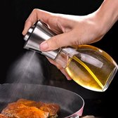 Olie Sprayer Dispenser - 200ML Roestvrij Staal Olie Spray Fles Transparante Food-grade Draagbare Azijn Spuit Fles Keuken Gadgets voor Koken, BBQ, Grillen, Salades