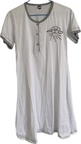 Dames katoenen nachthemd korte mouw maat- 36-38 wit-grijs