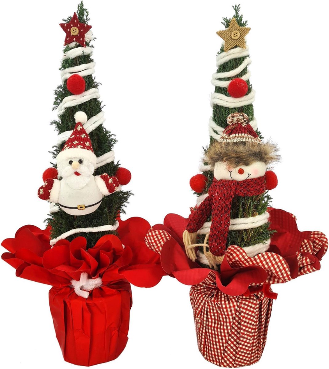Chamaecyparis Ellwoodii Kerstboom (2 stuks) - Kerst - Hoogte: 37cm - Potmaat: Ø13cm - Kerstversiering - Kerst Decoratie