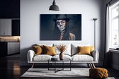 Canvas Schilderij - Tatoeage - Vrouw - Portret - Wanddecoratie - 90x60x2 cm