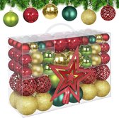 Boules de Noël Décorations d'arbre de Noël (101 pièces) Boules de Noël en plastique, décorations d'arbre de Noël Set de Boules de Noël , décorations d'arbre de Noël, Boules de Noël rouges et vertes