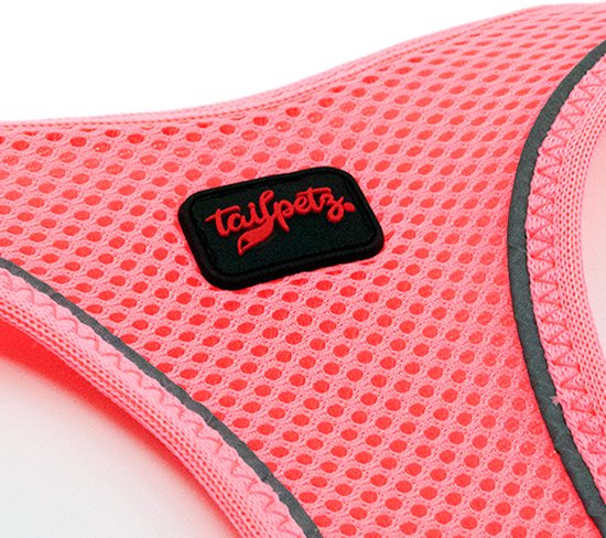 Tailpetz - Harnais Air- Mesh - Harnais pour chien - Harnais pour chien - Harnais pour petit chien - Harnais pour chien en Y - Harnais pour chien - Harnais anti- Trek pour chien - Réfléchissant - Taille L - Pink