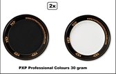 2x Set PXP Professional Colors peinture pour le visage noir et blanc 30 grammes - Peinture pour le visage fête d'anniversaire festival soirée à thème
