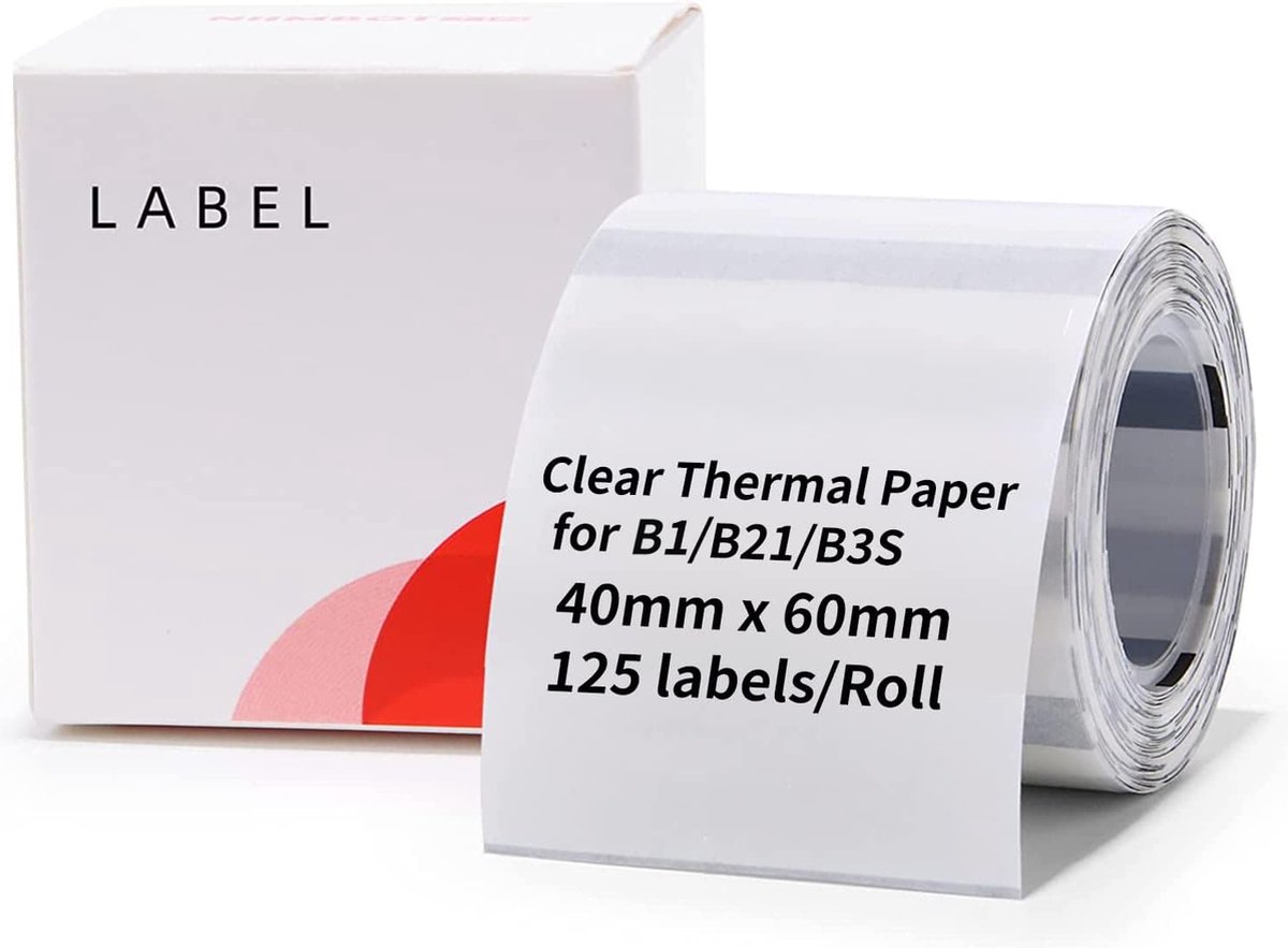 Niimbot - Labels/Etiketten B1/B21/B3S - 40x60mm - 125 vellen - Transparant