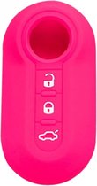 Housse de clé en Siliconen - Étui de clé rose vif adapté pour Fiat 500 / 500L / 500X / 500C / Panda / Punto / Stilo - Housse de clé - Accessoires de vêtements pour bébé de voiture