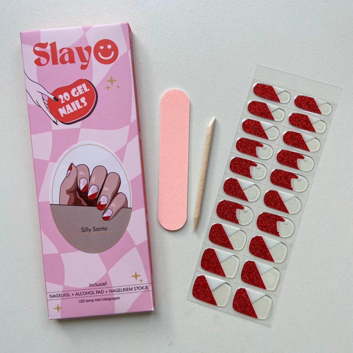 Goedkoopste Slayo® - Gel Nail Wraps - Silly Santa - Gellak Stickers - DIY Manicure - Nagel Stickers - Nail Art - Nagelstickers - LED/UV lamp nodig - Kerst Nagels - Nagelstickers Kerst