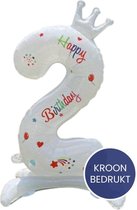 Cijfer Ballonnen - Cijfer Ballon 2 - 80cm - Ballonnen Wit & Kleur - Opblaascijfer 2 - Verjaardag Versiering 2 jaar - Jongen & Meisje - Verjaardag Decoratie - Happy Birthday