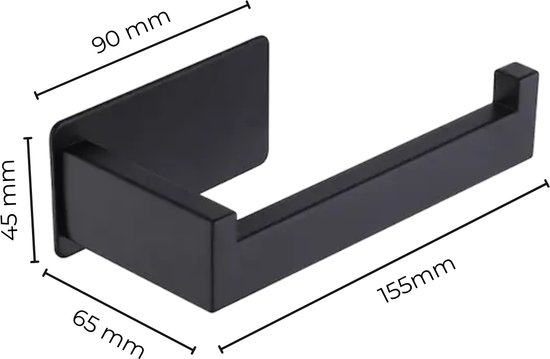 Porte Papier Toilette Sans Embouts Zwart - Porte Papier Toilette Noir - Autocollant - Porte Papier Toilette Acier Inox