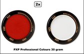 2x Set PXP Professional Colors peinture pour le visage rouge et blanc 30 grammes - Peinture pour le visage fête d'anniversaire festival soirée à thème