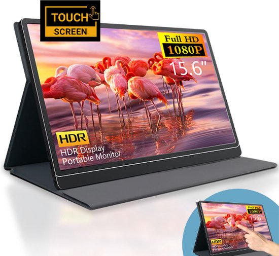 Horivue® Portable Monitor Full HD met Speakers 15.6 inch - Touchscreen - Draagbare Monitor voor Laptop - IPS Display - USB-C & HDMI – 1080P