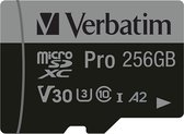 Carte mémoire microSDXC verbatim de 256 GB avec adaptateur de carte SD, U3, UHS-I