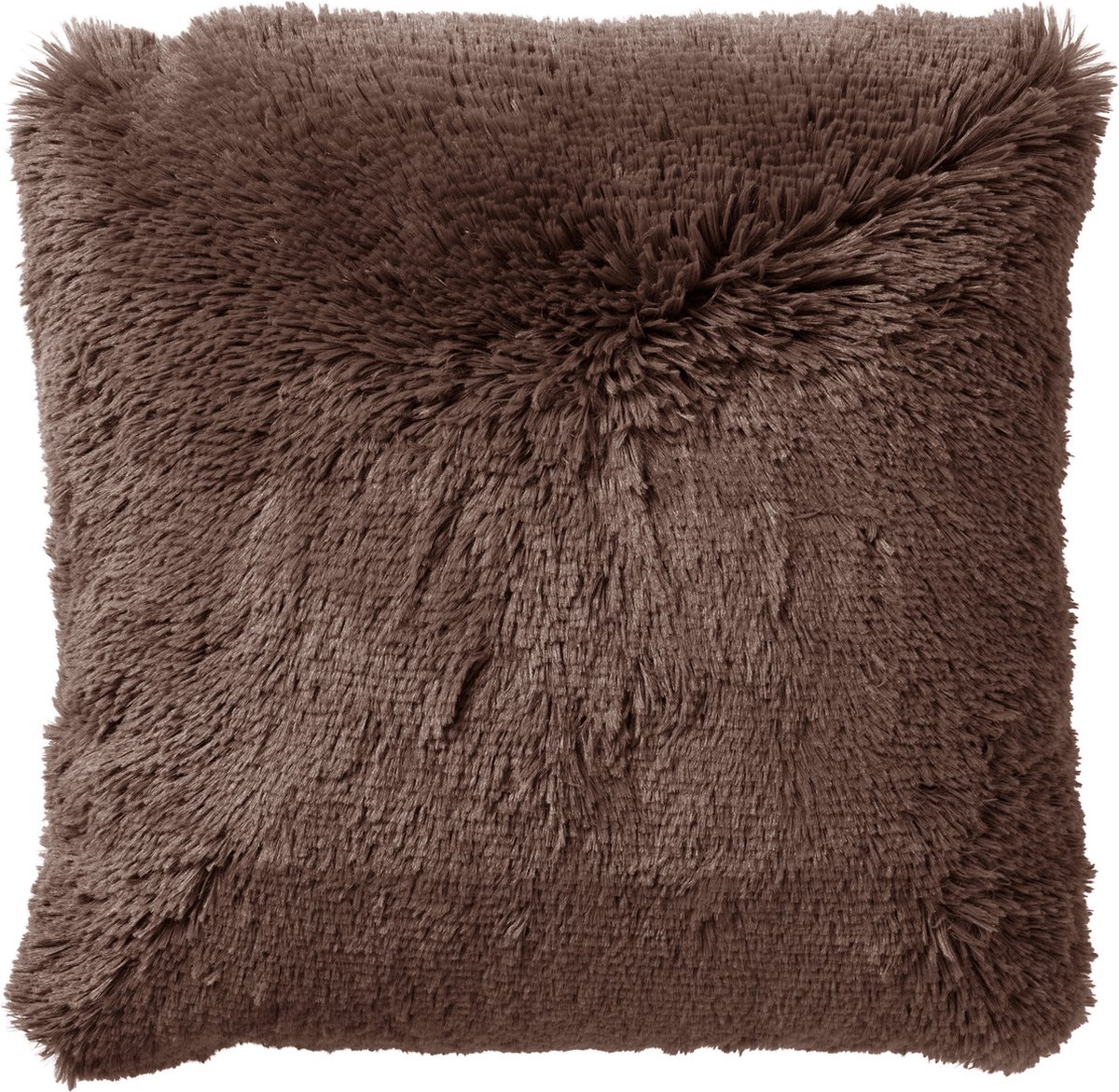 Dutch Decor FLUFFY - Sierkussen 45x45 cm - superzacht - effen kleur - Chocolate Martini - donkerbruin - Inclusief binnenkussen - Luxe kussens voor woonkamer & bank