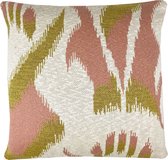 Ikat knitted cushion pink