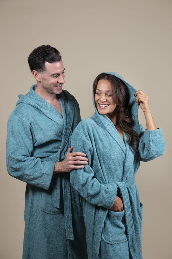Cozylion Badjas de Luxe Femme & Homme à capuche - Peignoir Sauna - Peignoir femme & homme - Vert - Tissu éponge - Peignoir Wellness